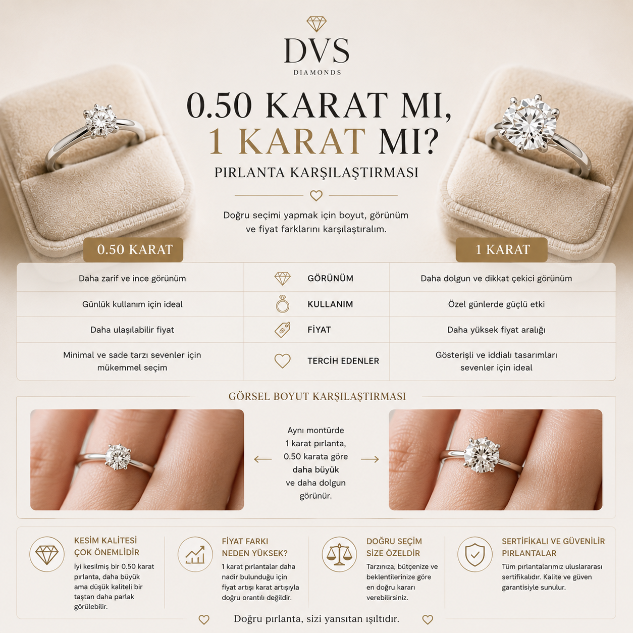 0.50 Karat mı 1 Karat mı? Hangi Pırlanta Size Daha Uygun?