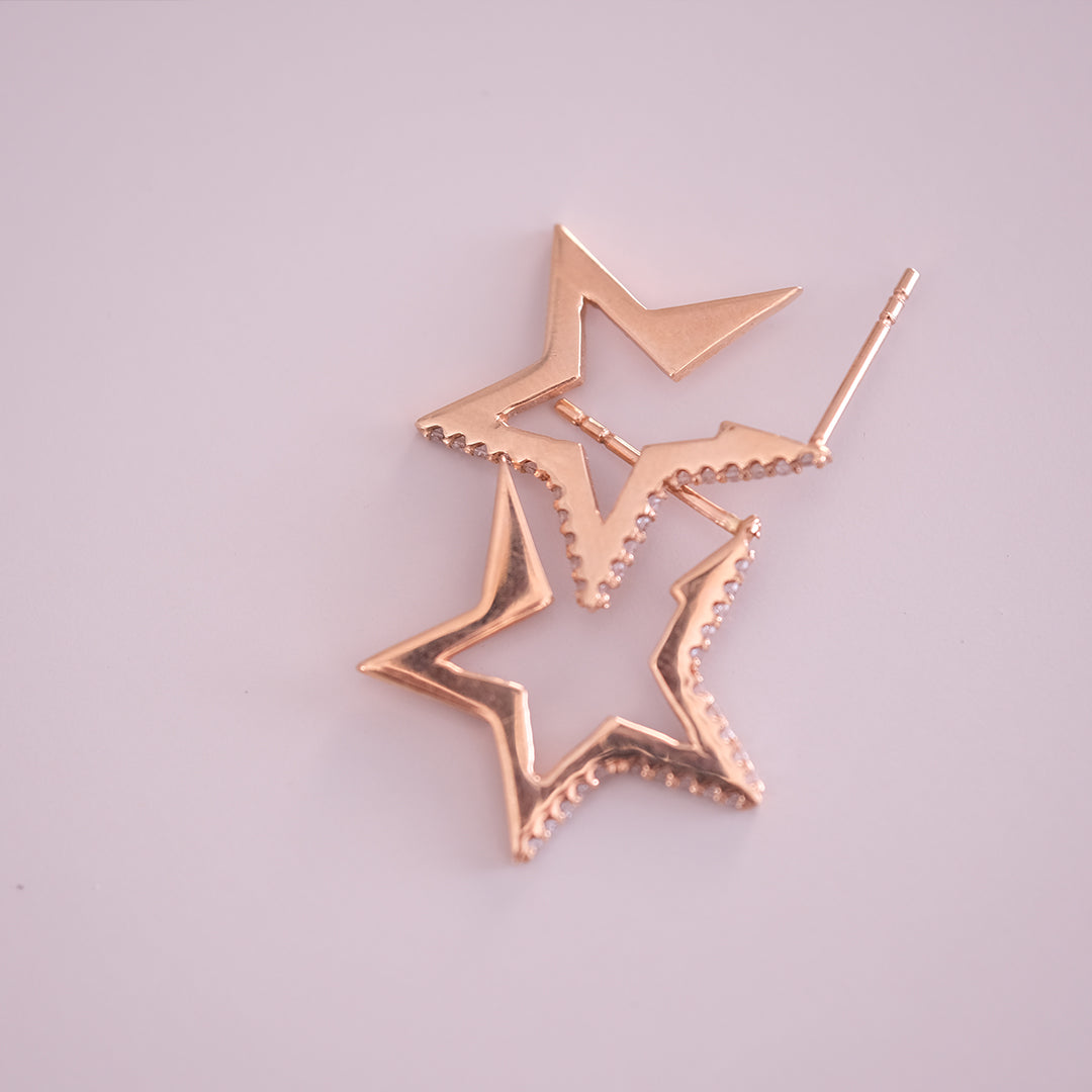 0.21 Karat Pırlanta Yıldız Küpe