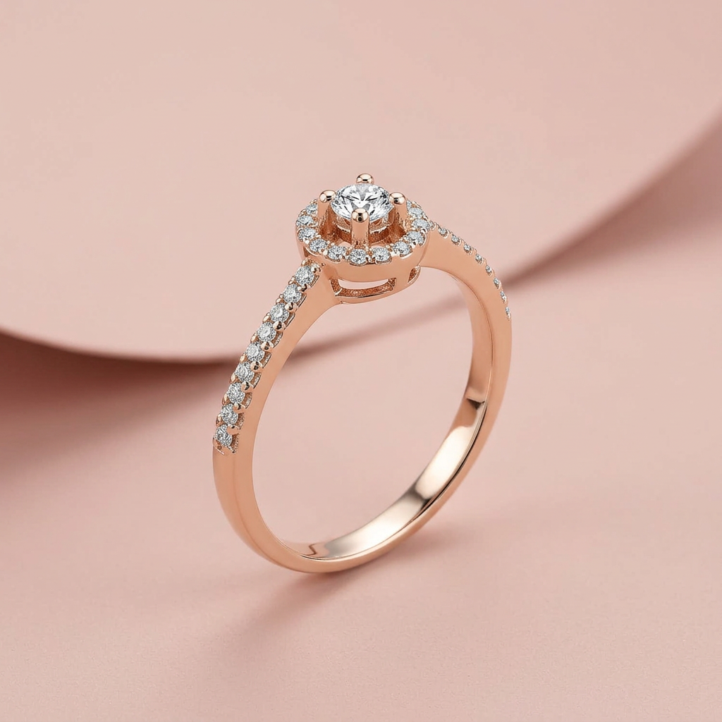 DVS Pırlanta DVSR0048 0,29 karat yüzük pudra pembe zeminde