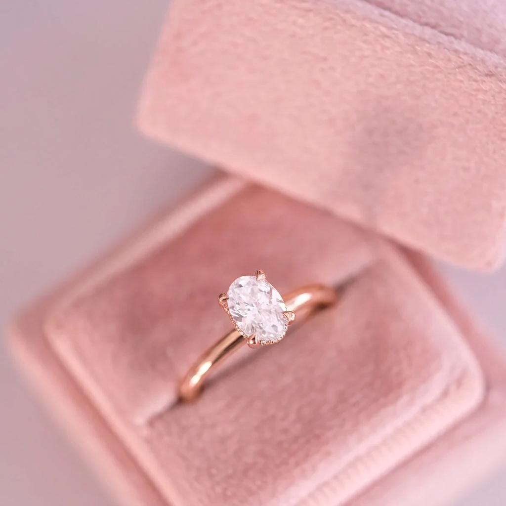DVSR0087 yüzük, pembe kutuda rose altın görünümü