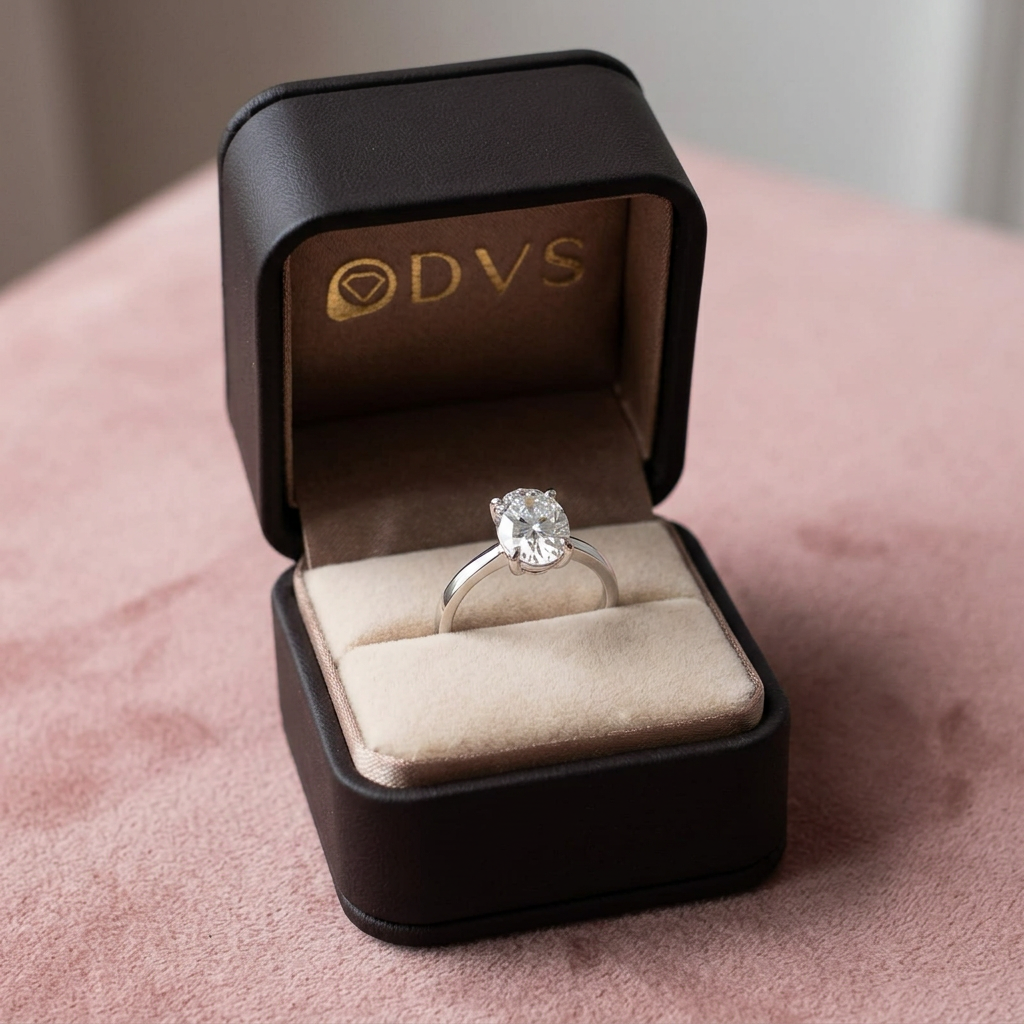 DVS Diamonds 0,90 karat oval tektaş pırlanta yüzük DVS kutusunda