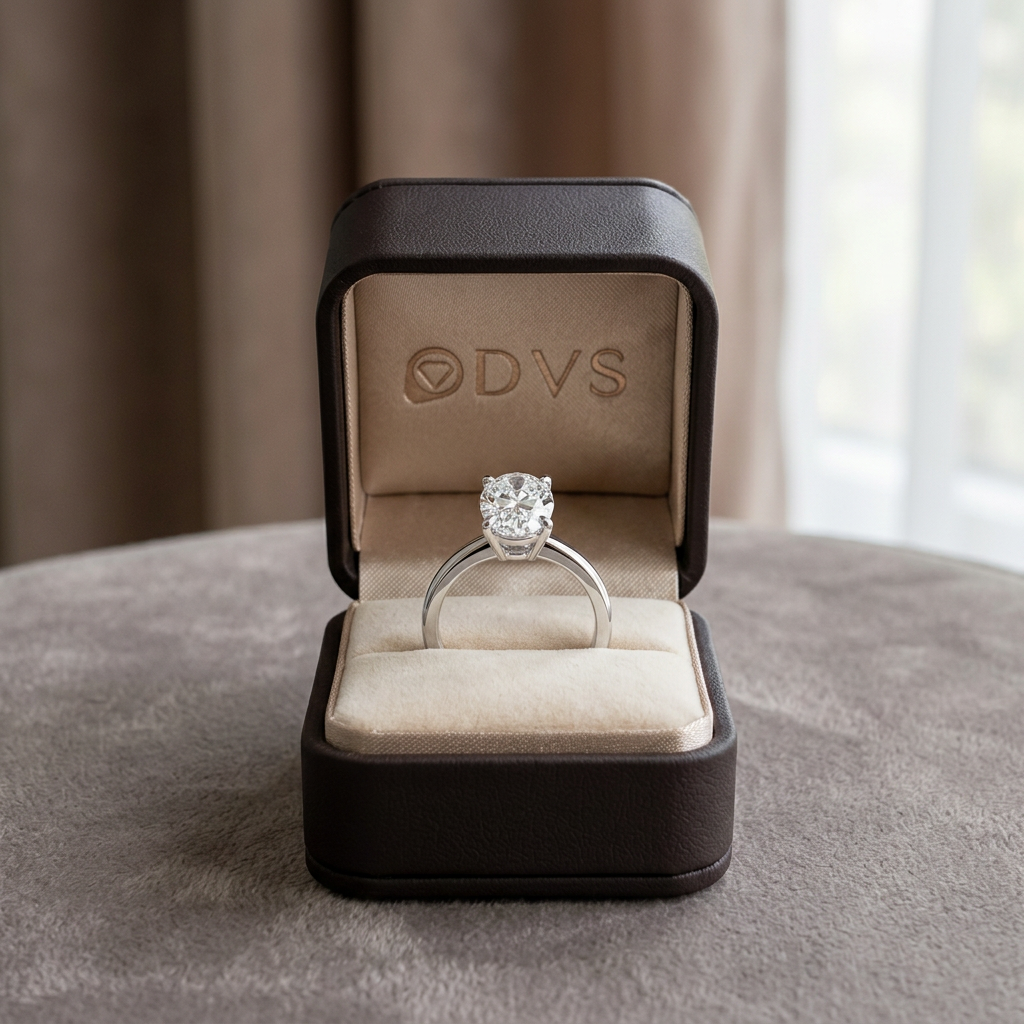 DVS Diamonds DVSR0047 oval tektaş pırlanta yüzük, DVS kutusunda